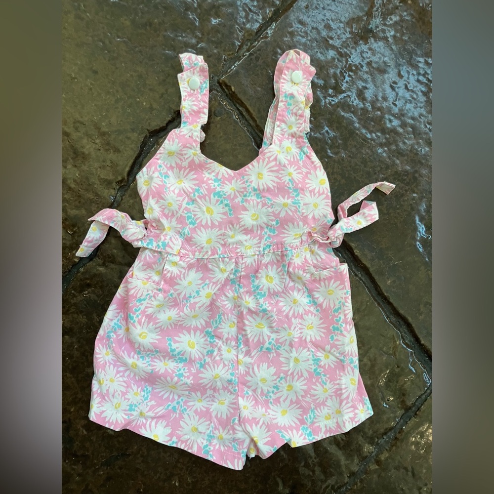 Vintage 1990s pastel floral shortalls, unbranded